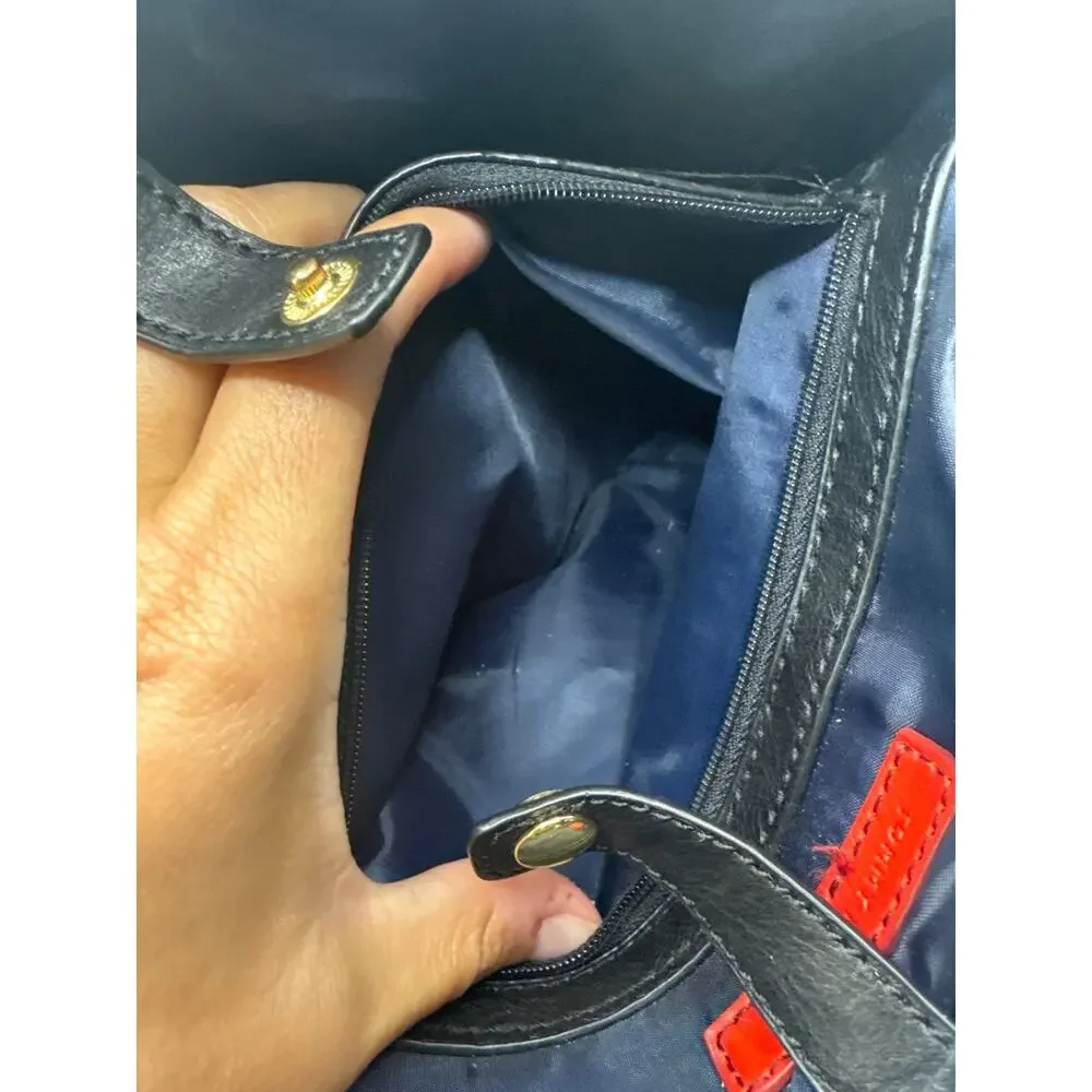 Tommy Hilfiger Black Monogram Jacquard Tote Bag with Gold Medallion Charm